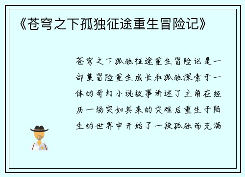 《苍穹之下孤独征途重生冒险记》